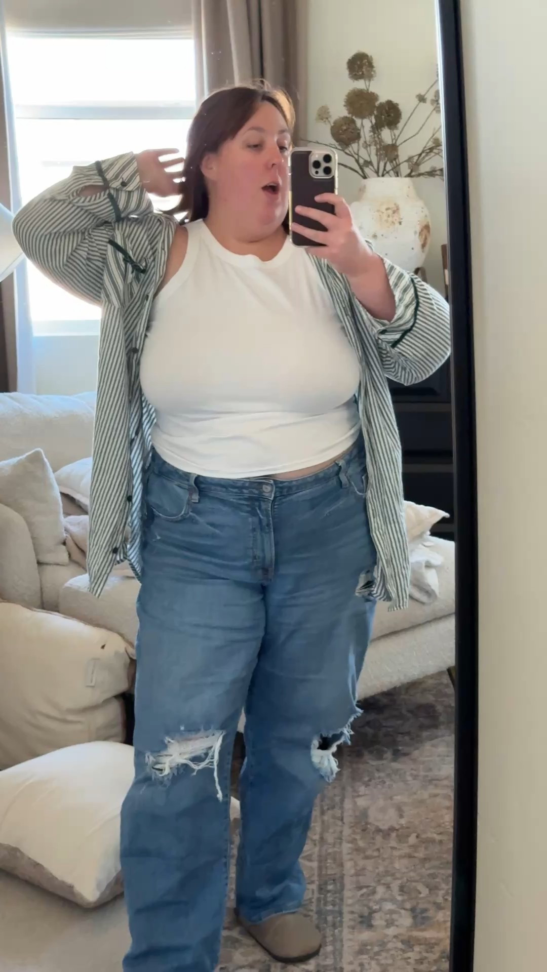 OOTD curvy girl style that’s casual but still cute! Wearing my favorite jeans from Old Navy and my new favorite Cutaway Tank from Free Assembly at Walmart 

#LTKPlusSize