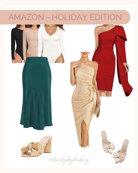 Holiday Essentials
- get before Christmas!! 

Holiday party or event to go to? These body suits are amazing and so versatile! Pair with a skirt and sparkling shoes. 

Love a good one shoulder dress! And how cute are these kitten heels! 


#LTKHoliday #LTKSeasonal #LTKstyletip
