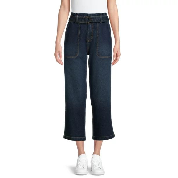 Time and Tru Women's Paperbag Belted Jeans - Walmart.com | Walmart (US)