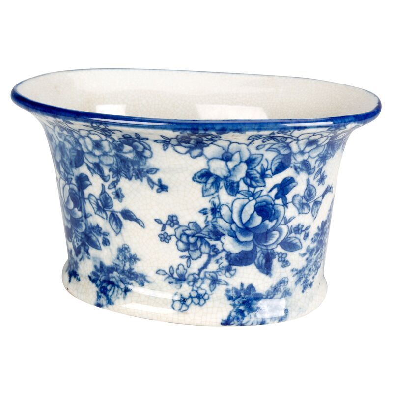 9" Ceramic Planter, Blue/White | One Kings Lane