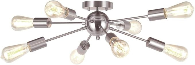 VINLUZ 8-Light Sputnik Chandelier Brushed Nickel Semi Flush Mount Ceiling Light Modern Pendan... | Amazon (CA)