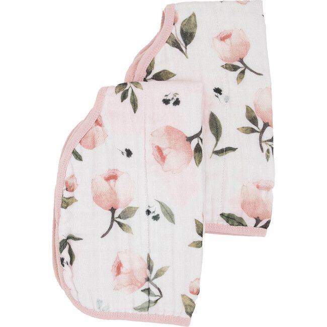 Burp Cloths | Cotton Muslin Cloth 2 Pack - Watercolor Roses (Pink) Little Unicorn | Maisonette | Maisonette