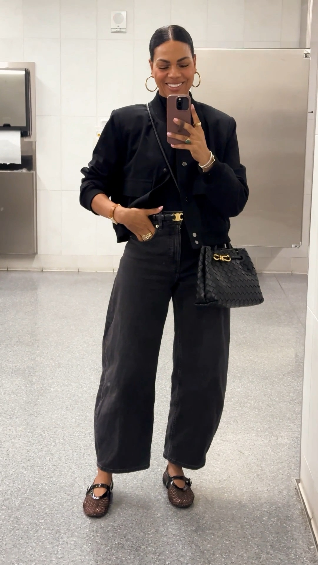Airport outfit: barrel jeans (always size up!), mockneck shirt, bomber jacket, crossbody, ballet flats and gold accessories. 


Travel OOTD, airport outfit, all black outfit, gold accessories, crossbody bag, bomber jacket, mockneck tank, mockneck top. 

#LTKTravel #LTKOver40 #LTKStyleTip