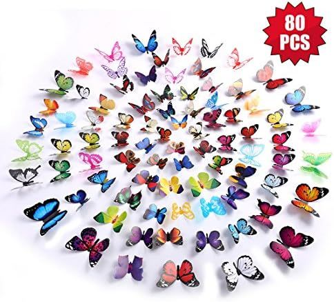 Eoorau 80PCS Butterfly Wall Decals - 3D Butterflies Decor for Wall Removable Mural Stickers Home ... | Amazon (US)