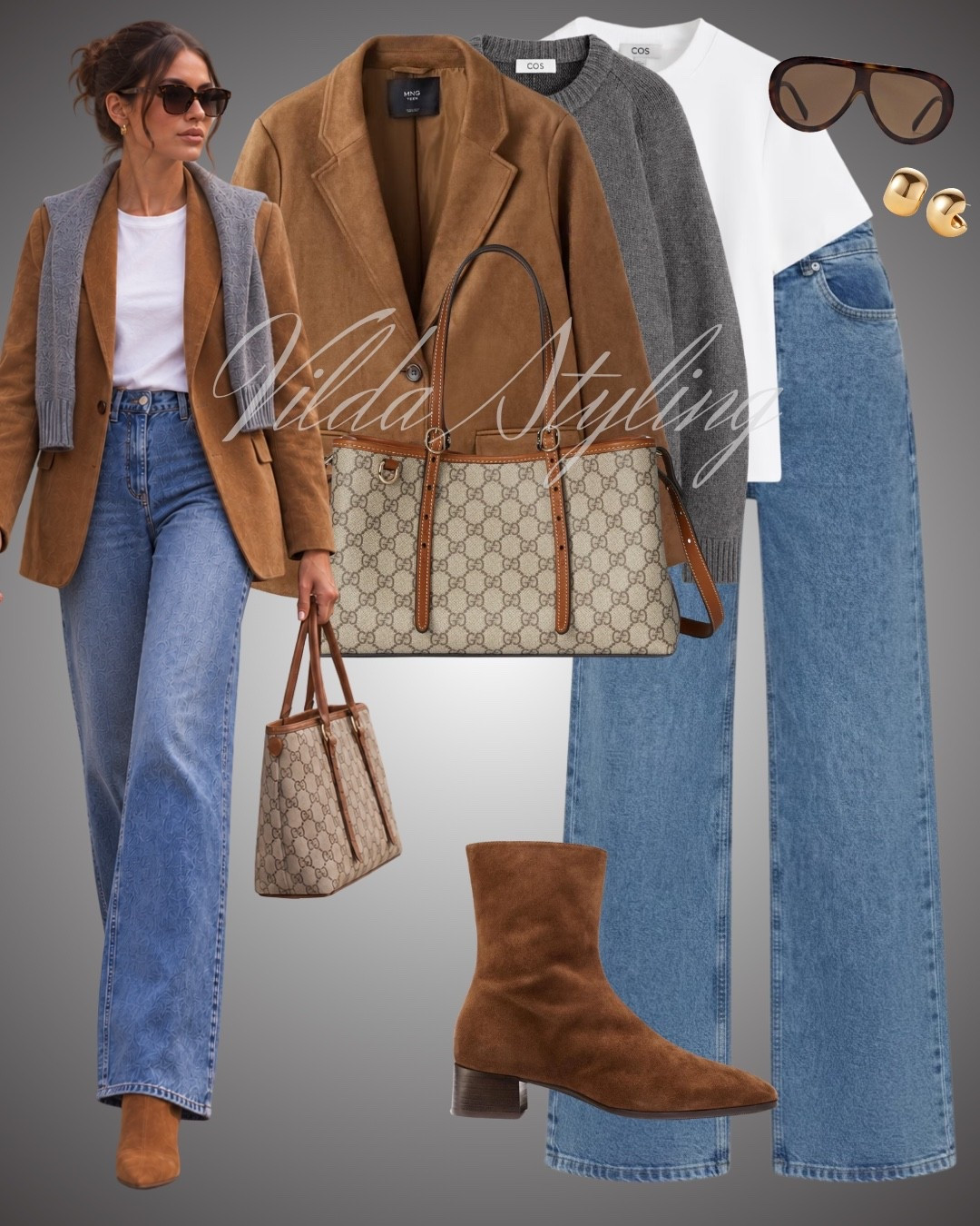 Casual-chic fall layers 🤎 A brown suede blazer styled with wide-leg jeans, a classic white tee, grey knit and suede boots. The perfect polished everyday autumn look

#LTKautumn #LTKjeans #LTKworkwear