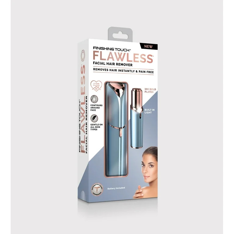 FT Flawless Facial Hair Remover, 18K Rose Gold Plated, Parisian Blue - Walmart.com | Walmart (US)