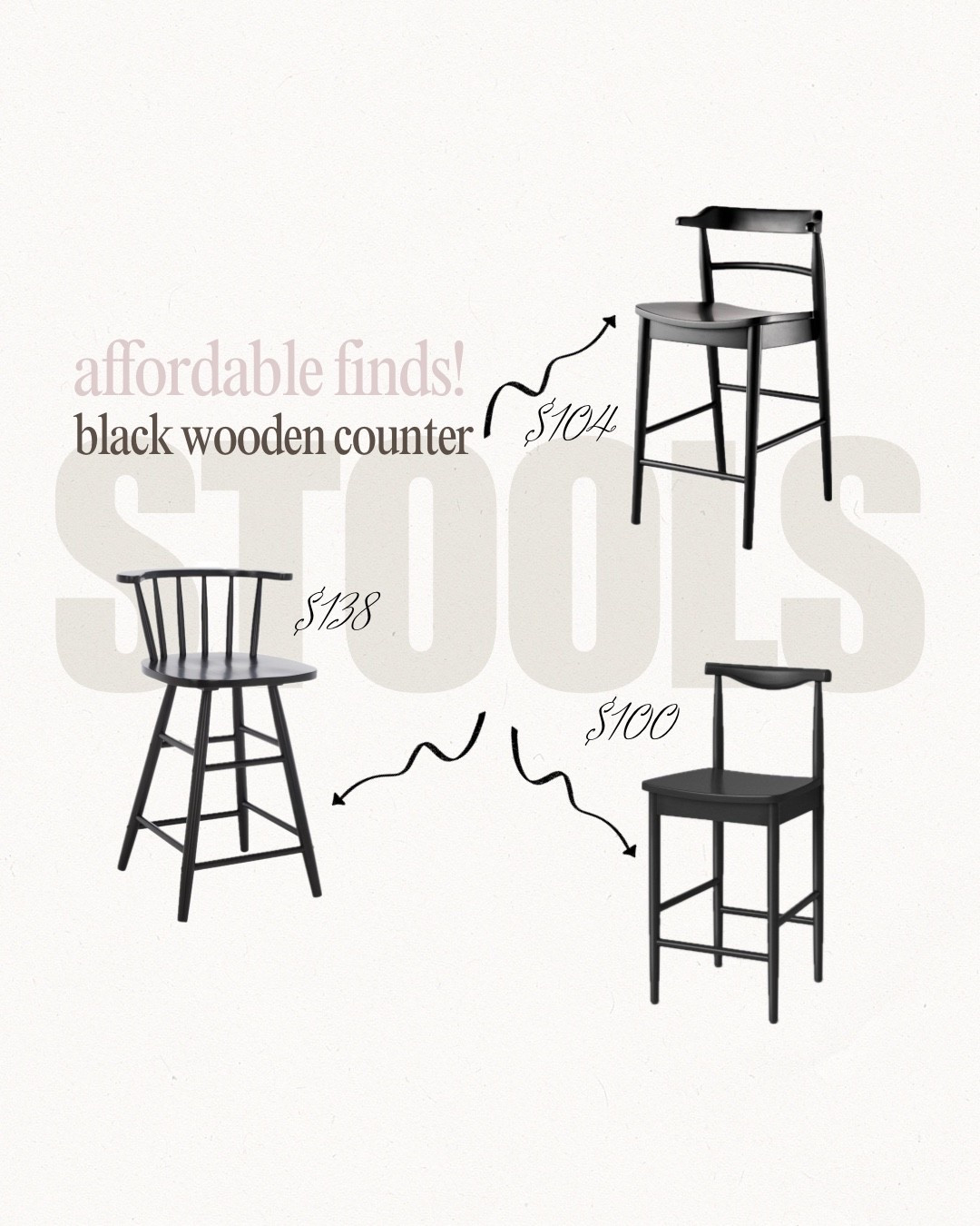 affordable 
black wooden counter stools