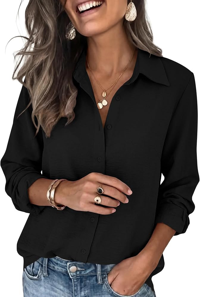 ANRABESS Dressy Long Sleeve Button Down Shirts for Women | Amazon (US)