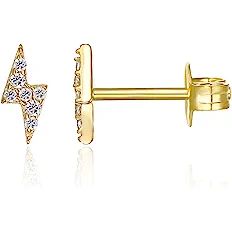 PAVOI 14K Gold Plated Sterling Silver Celestial Lightning Bolt, Moon and Star Earrings | Dainty E... | Amazon (US)