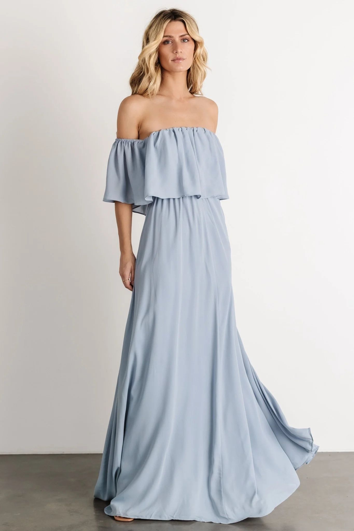 Diana Off Shoulder Maxi Dress | Light Blue | Baltic Born