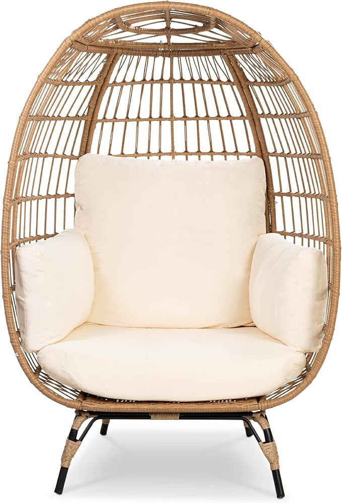 Best Choice Products Wicker Egg Chair, Oversized Indoor Outdoor Lounger for Patio, Backyard, Livi... | Amazon (US)