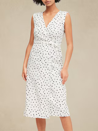 Petite Linen-Cotton Wrap Dress | Banana Republic (US)