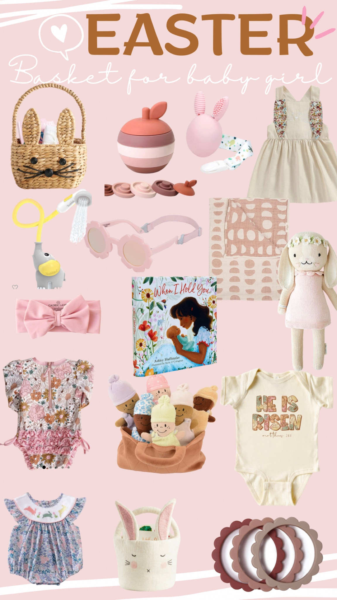 Baby girl Easter basket ideas!
Swim suits, baby doll, onesies, Easter outfits, baby girl teething, Easter basket, baby girl books 

#LTKbaby #LTKunder100 #LTKSeasonal