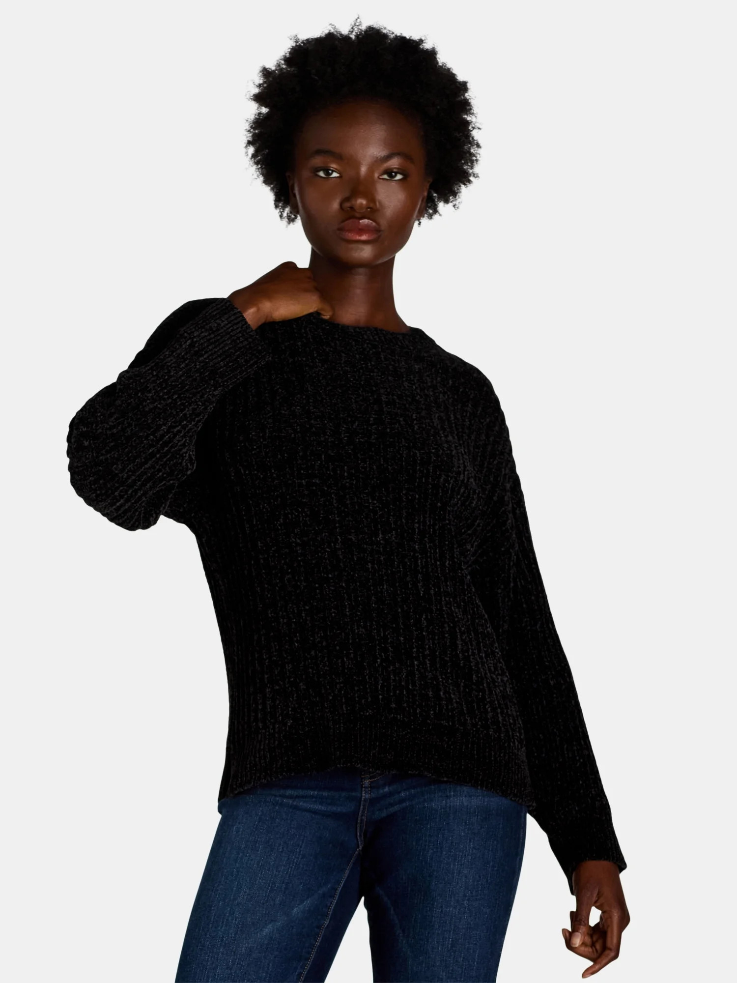 Time and Tru Women's and Women’s Plus Chenille Crewneck Sweater, Midweight, Sizes XS-4X | Walmart (US)
