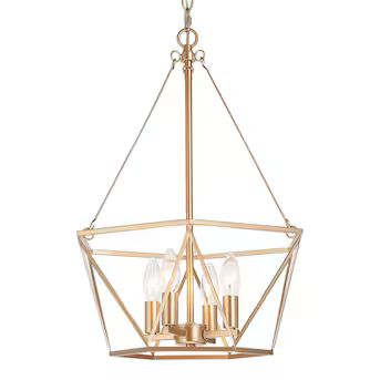 Uolfin 4-Light Matte Gold Cage Candle Style Modern/Contemporary LED Dry rated Chandelier | Lowe's