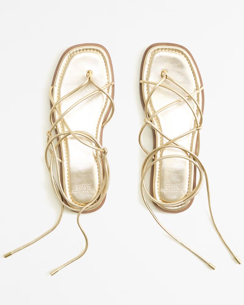 Women's Vegan Leather Flat Sandals | Women's New Arrivals | Abercrombie.com | Abercrombie & Fitch (US)