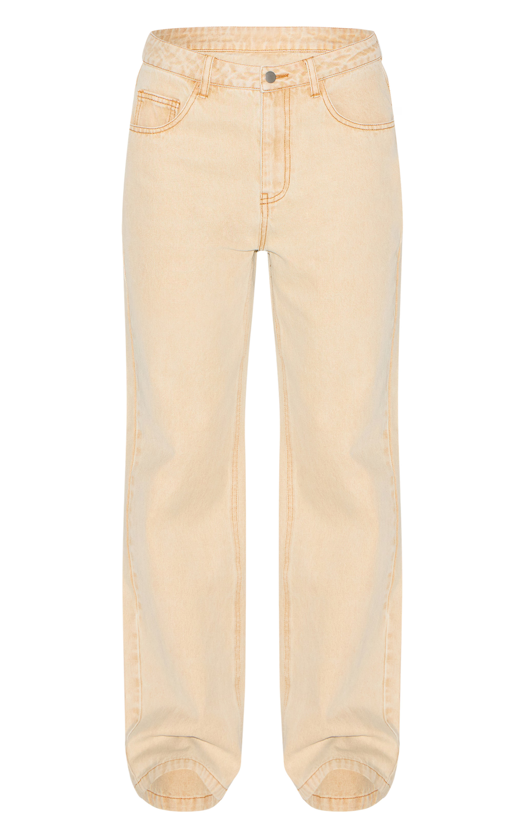 Washed Stone Mid Rise Straight Leg Jeans | PrettyLittleThing US