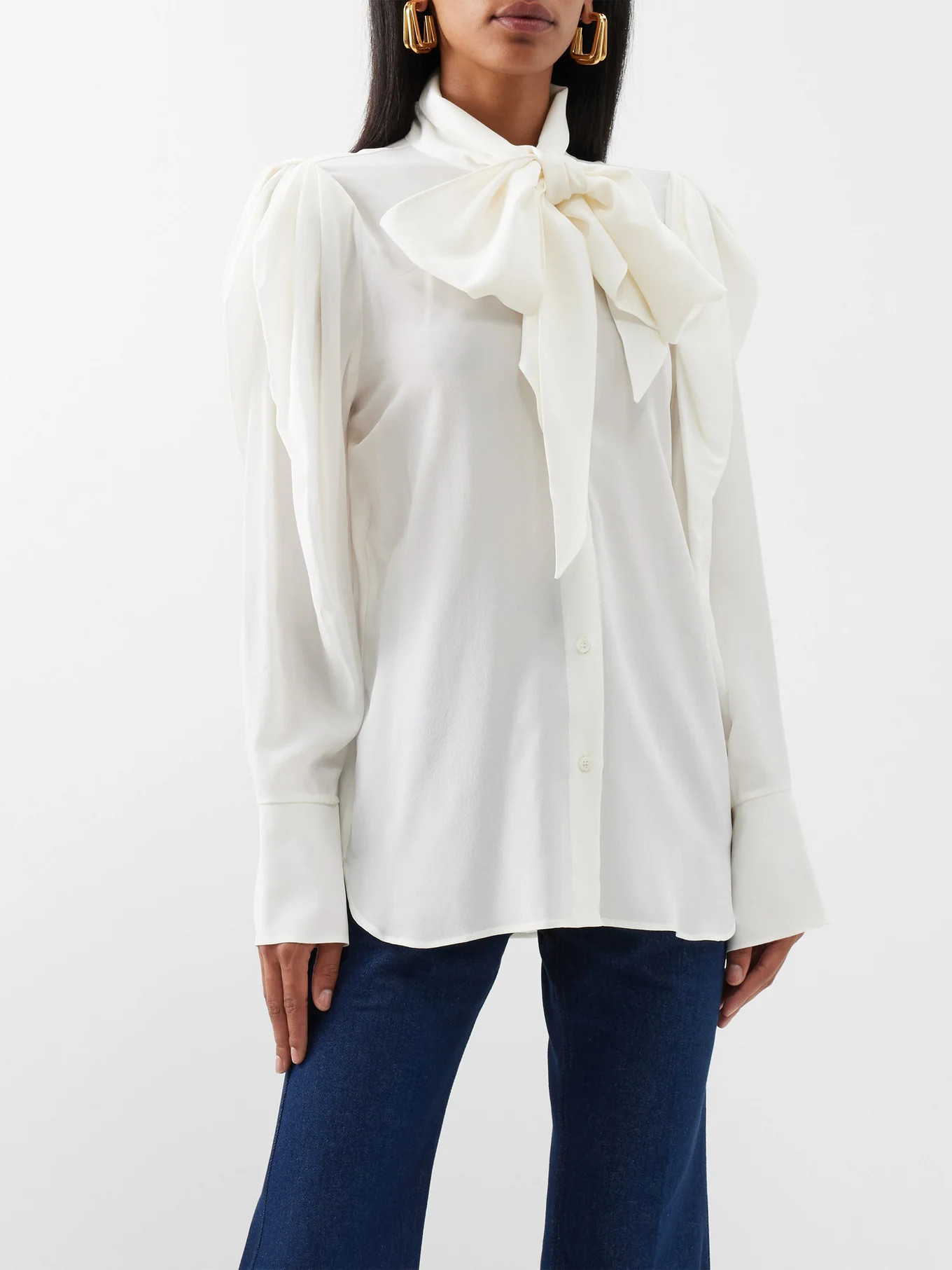 Pussybow silk crepe de Chine shirt | Nina Ricci | Matches (UK)