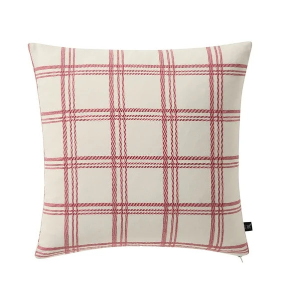 My Texas House 18" x 18" Red Windowpane Plaid Cotton Decorative Pillow Cover | Walmart (US)