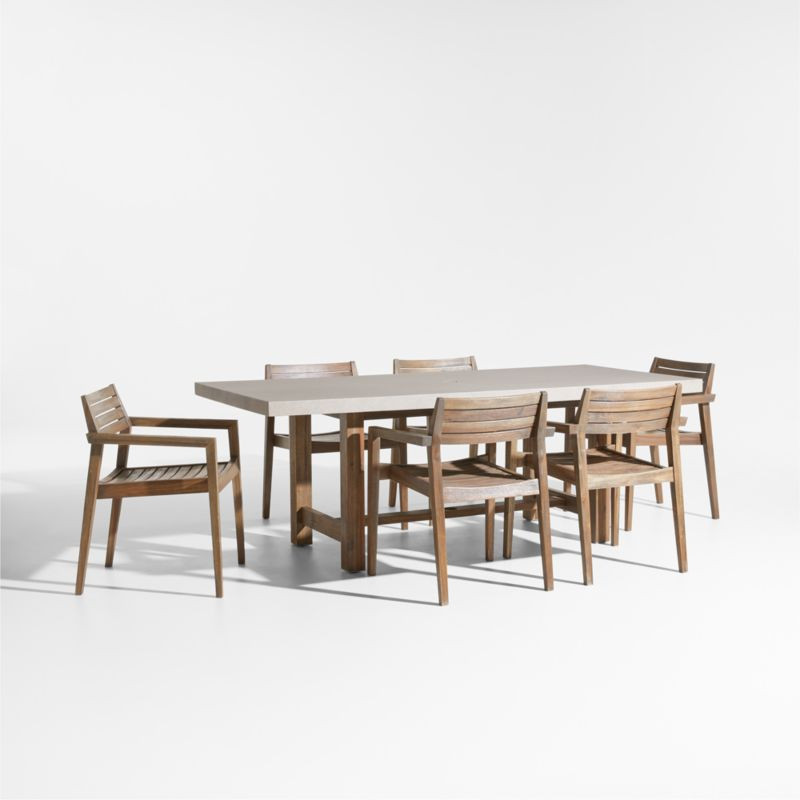 Abaco 84" Wood Outdoor Dining Set with Chairs | Crate & Barrel | Crate & Barrel