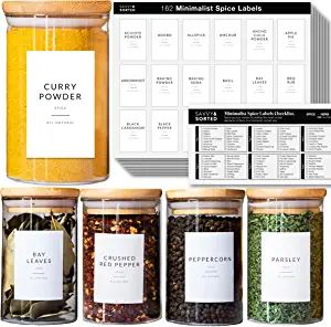 SAVVY & SORTED Minimalist Spice Labels for Spice Jars | 146 Spice Jar Labels Stickers for Contain... | Amazon (US)
