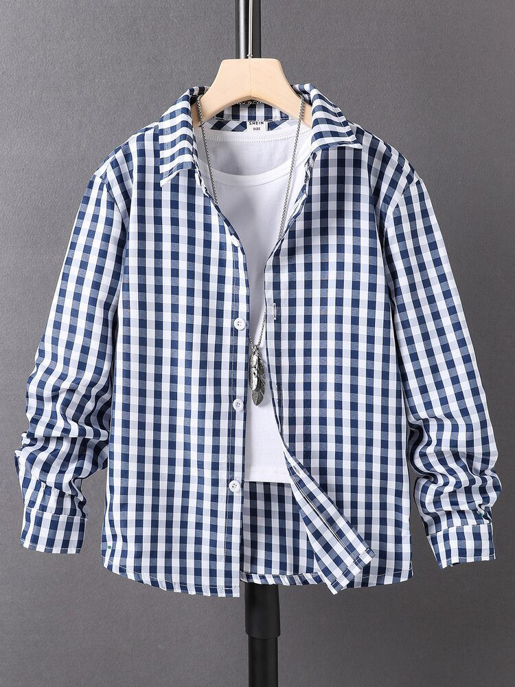 Boys Gingham Button Up Shirt Without Tee | SHEIN
