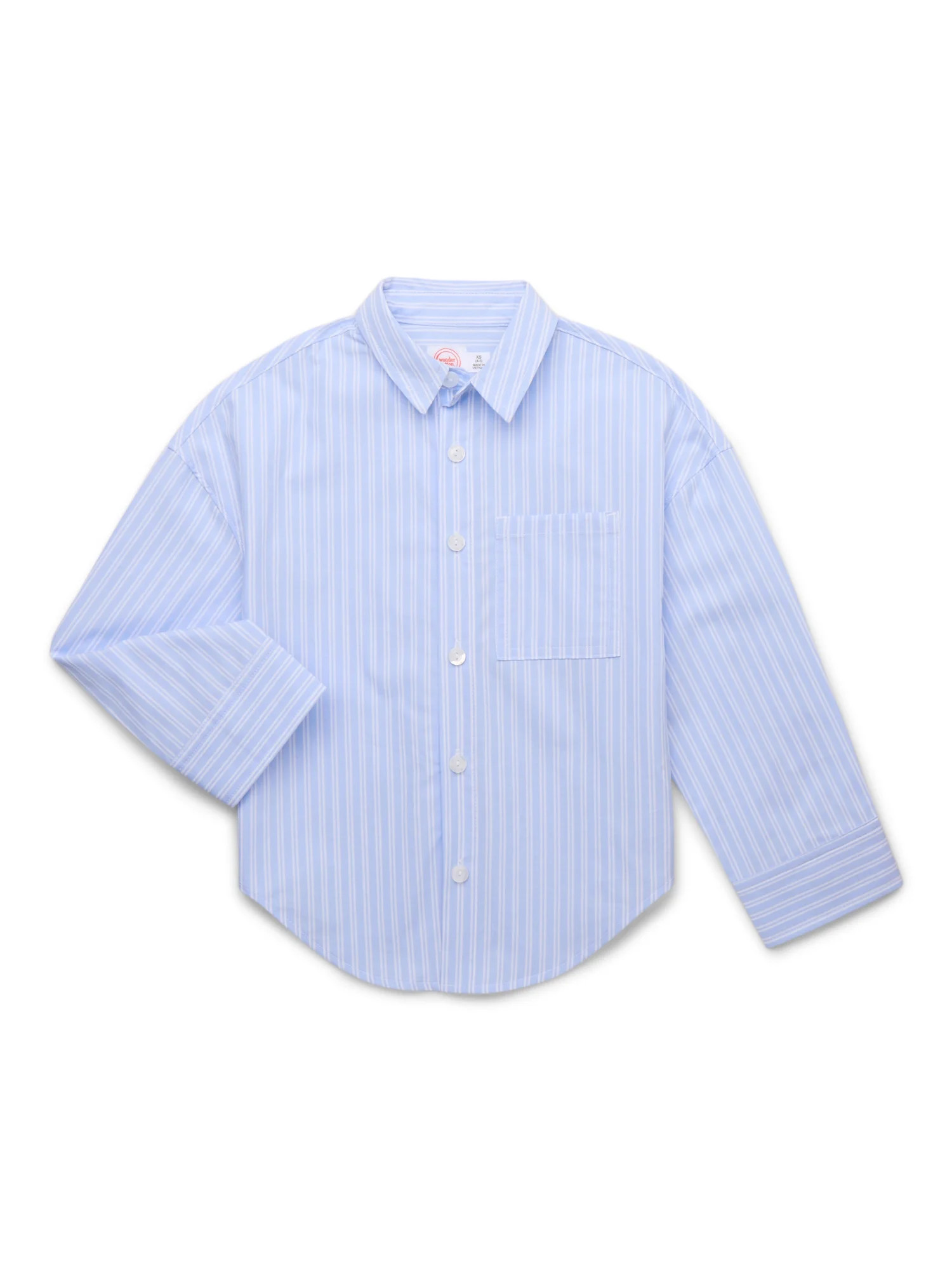 Wonder Nation Tween Girls Cotton Button-Down Shirt with Long Sleeves, Sizes 4-18 | Walmart (US)