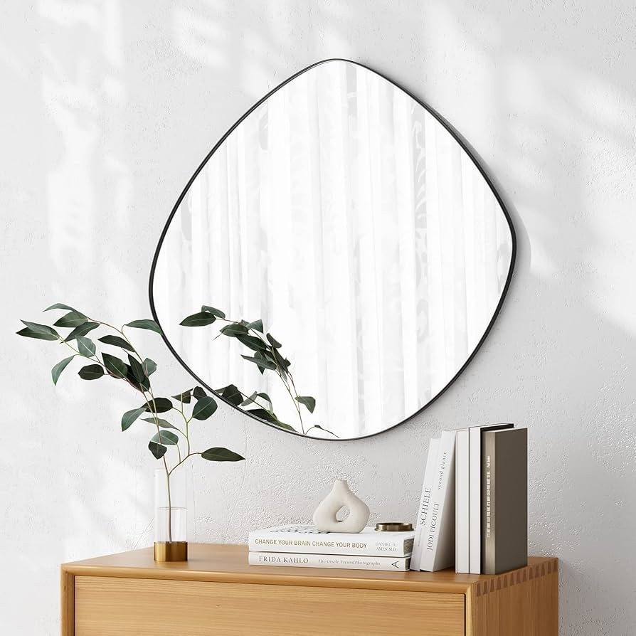 RRG Irregular Wall Mirror, Asymmetrical Mirror Wall Mounted Black Metal Framed Mirror for Living ... | Amazon (US)
