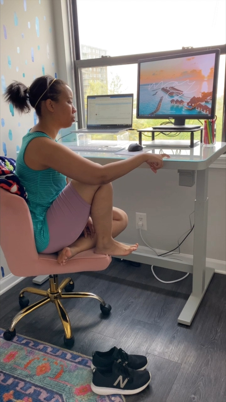 First look at my walking pad set up with my new adjustable standing desk! I’ve linked my desk and under desk treadmill (on sale!) as well as my biker shorts, ankle band for Apple Watch, and my new teleties headband. // work from home setup, home office, walk and work, remote work setup

#LTKhome #LTKfit #LTKsalealert