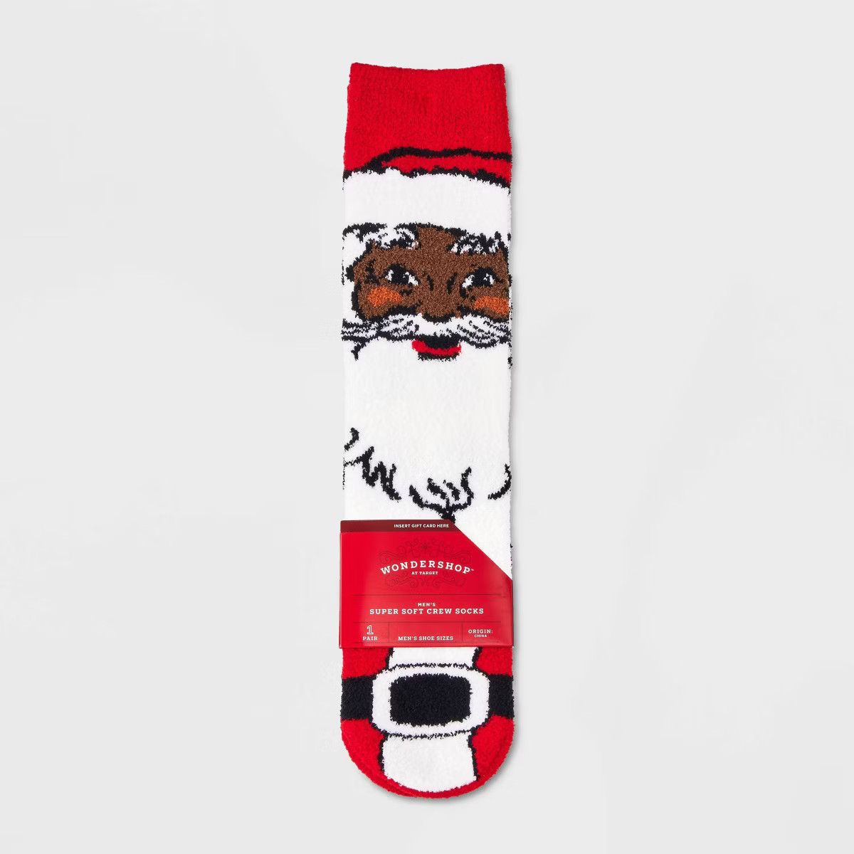 Men's Vintage Santa Cozy Crew Socks with Gift Card Holder - Wondershop™ Red 6 -12 | Target