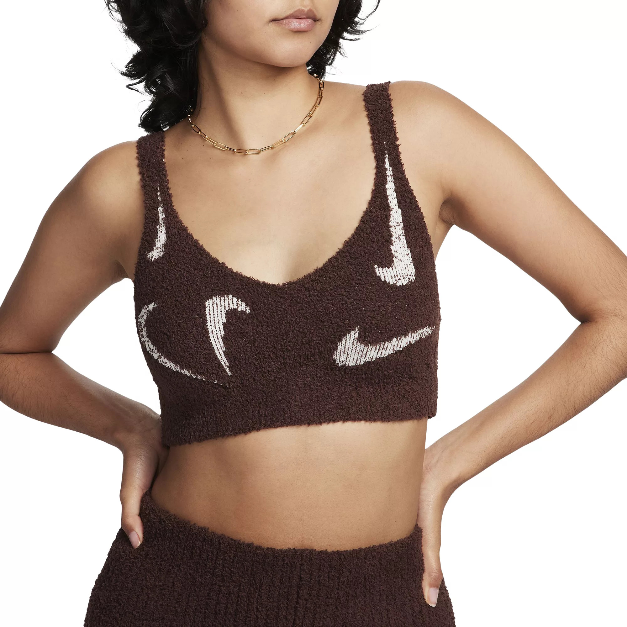 Nike Sportswear Women's Phoenix Cozy Bouclé Knit Bra, Large, Earth | Going, Going, Gone!