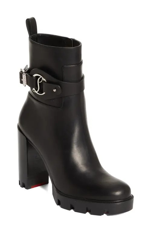 Christian Louboutin Dianouchette Lug Sole Bootie in Black/Black Lucido at Nordstrom, Size 9.5Us | Nordstrom