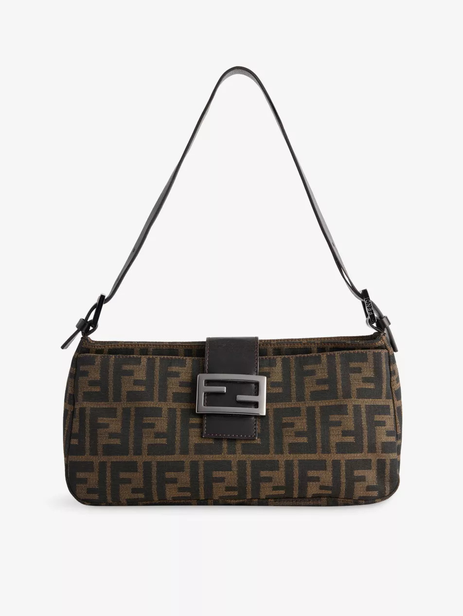 Pre-loved Fendi Zucca Double Zip Hobo Canvas Bag | Selfridges