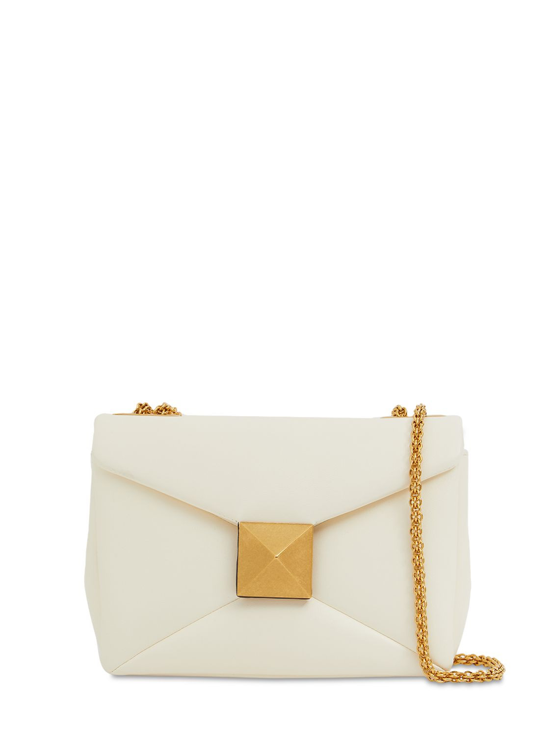Valentino Garavani - Large one stud leather shoulder bag - Ivory | Luisaviaroma | Luisaviaroma