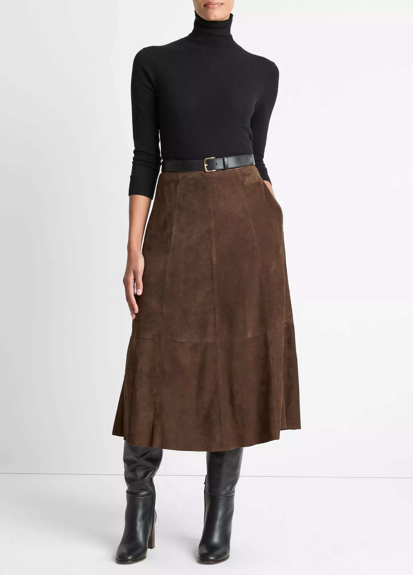 Suede Mid-Rise Flared Skirt | Vince LLC