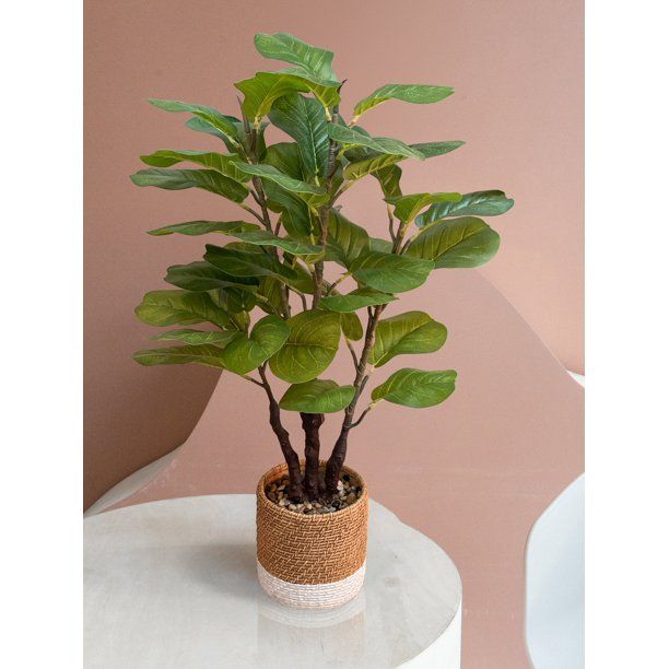 GreenBoxx Faux Fiddle Leaf Fig Tree Artificial – 45 Total Leaves - 35" Tall - Walmart.com | Walmart (US)