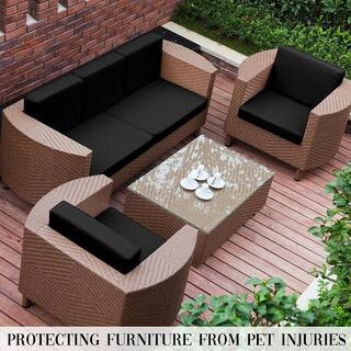 26x26x8 Inch Black Stretch Waterproof Outdoor Couch Cushion Cover Furniture Protector Replacement 8 Pack | The Home Depot