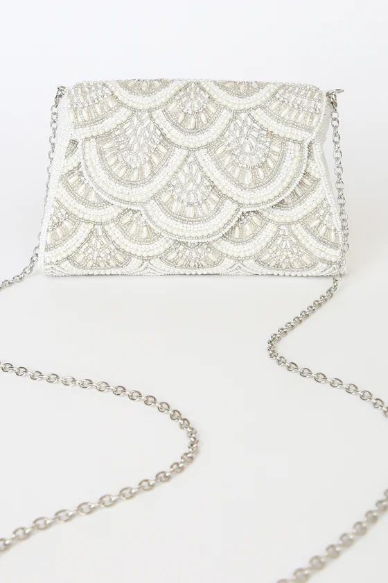All That Shimmers White Beaded Pearl Crossbody Clutch | Lulus (US)