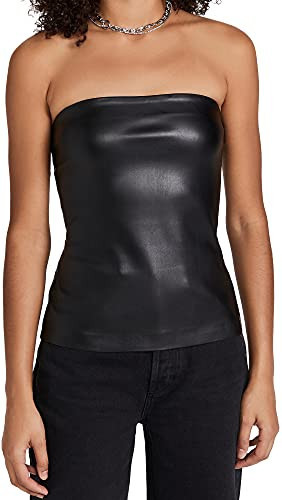 Susana Monaco Women's Faux Leather Tube Top, Black, LG | Amazon (US)