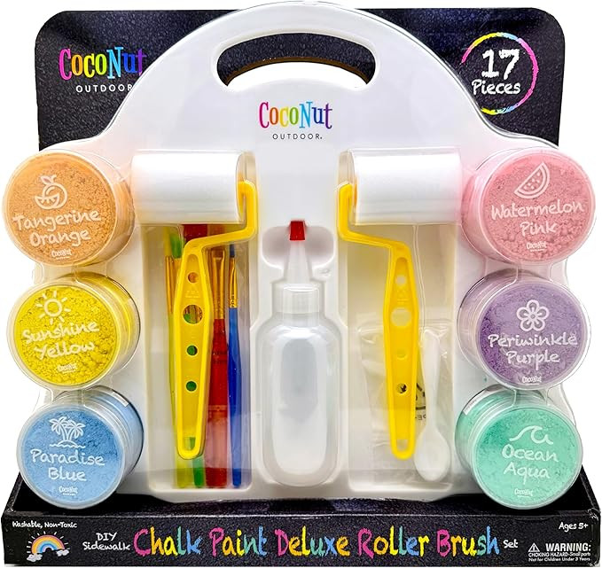 DIY Sidewalk Chalk Paint Deluxe Roller Brush Set - Non-Toxic, Washable Powdered Chalk - Simply Mi... | Amazon (US)