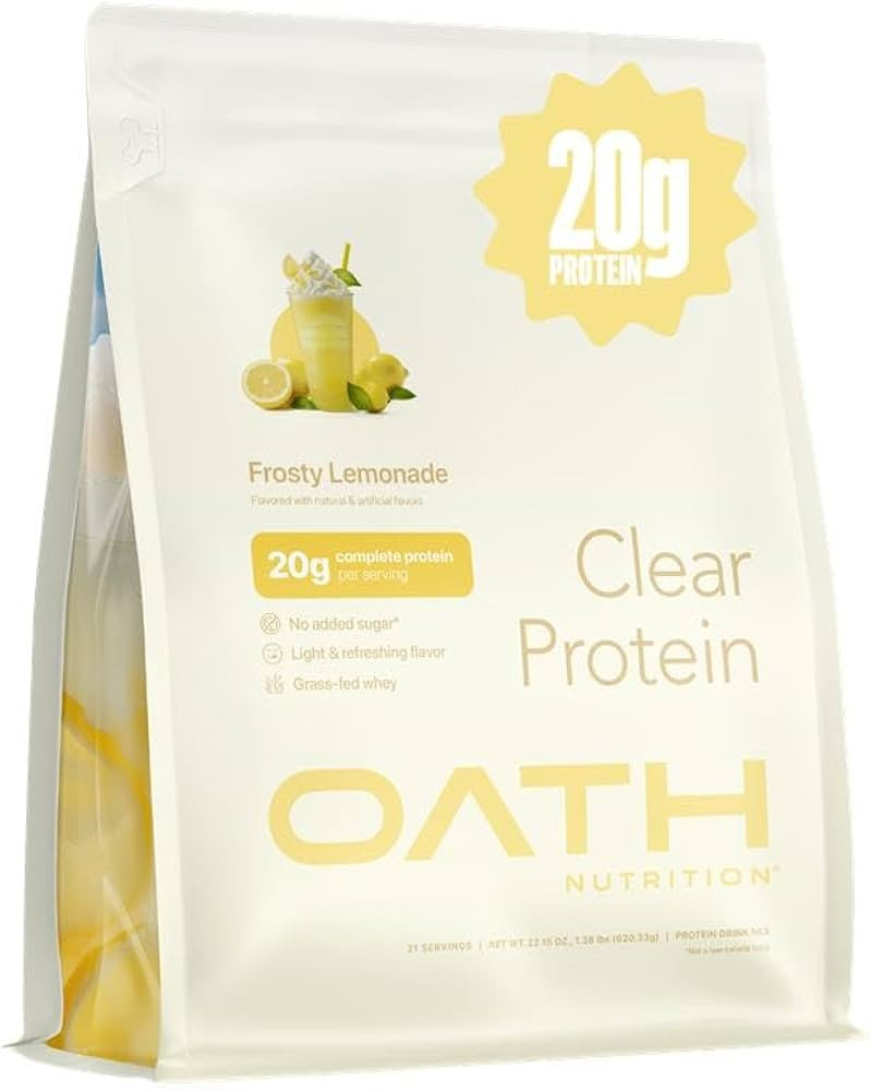Oath Nutrition Clear Whey Isolate Protein Powder, Frosty Lemonade, 20g Complete Protein per Servi... | Amazon (US)