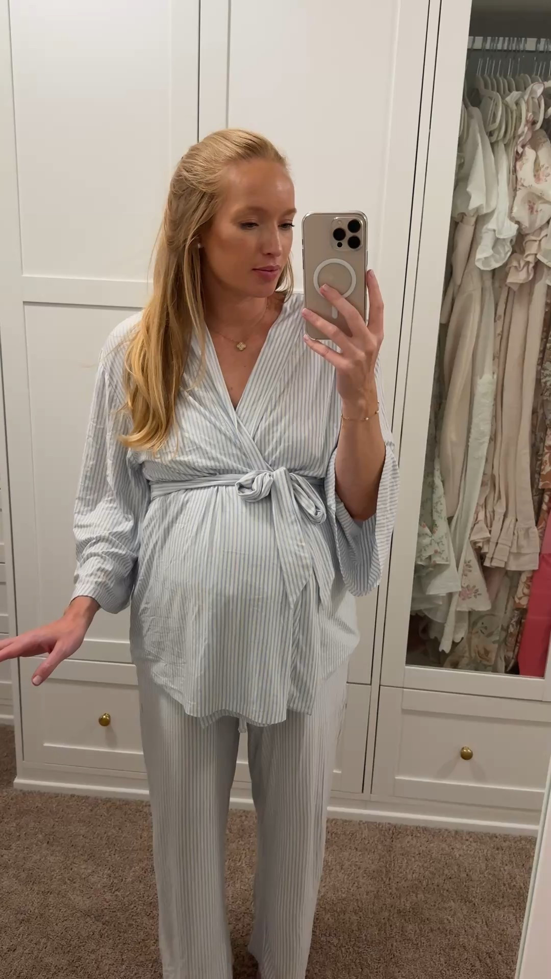 Can’t recommend these maternity pajamas more! They’re also perfect for postpartum with the nursing friendly tank and kimono wrap. I would pack them in my hospital bag if I didn’t want to wear them 24-7 these days haha. They are TTS! Would also make an amazing gift for a mom to be! 

#LTKBaby #LTKBump