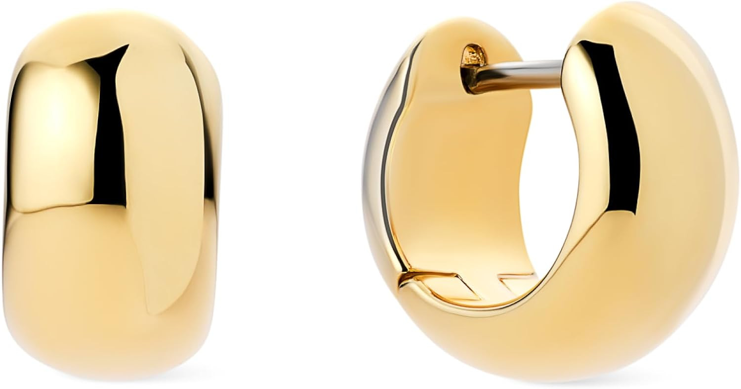 Ana Luisa Bold Huggie Hoop Earrings - 14K Gold & Silver Rhodium Plated | Amazon (US)