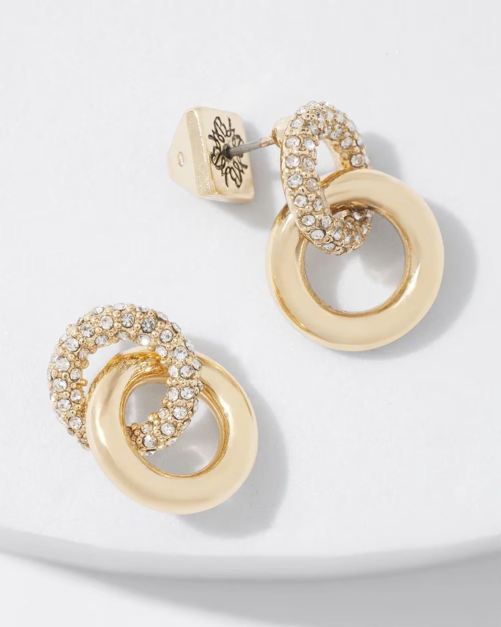 Gold Pave Double Hoop Earrings | White House Black Market