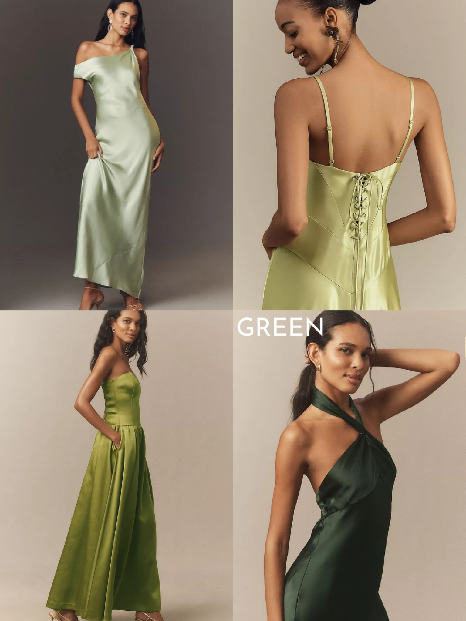 Bridesmaid dresses by color: green 