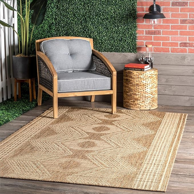 NuLOOM Ranya Tribal Indoor/Outdoor Area Rug, 5' x 8', Light Brown | Amazon (US)
