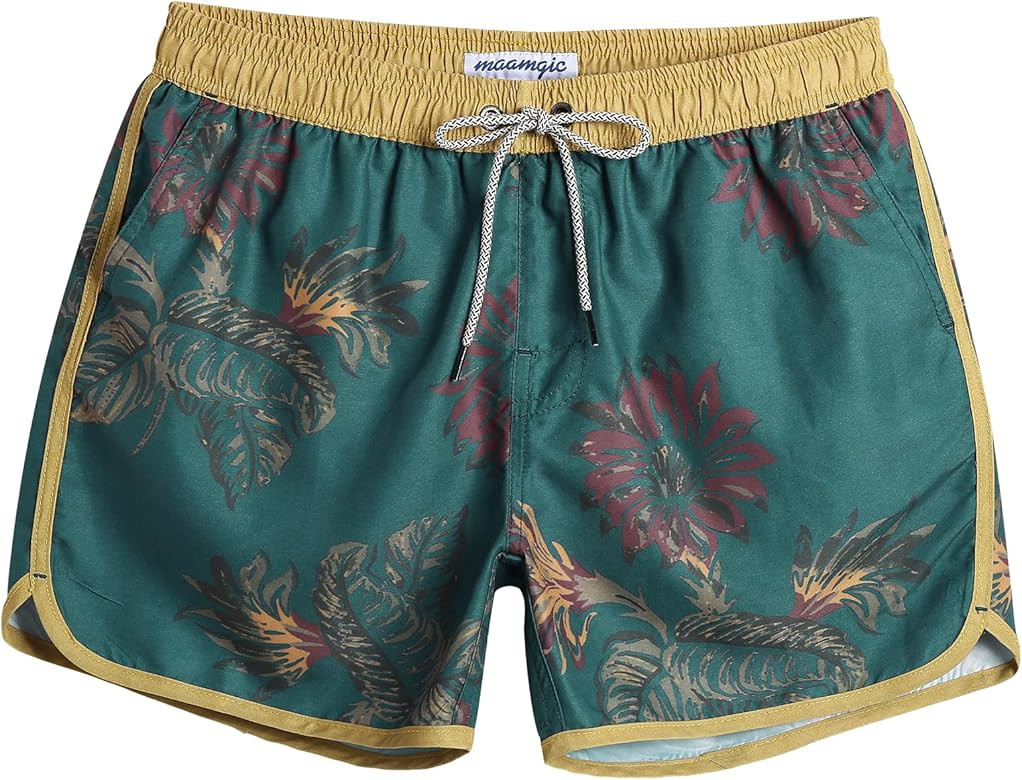 maamgic Mens Boys Short 80s 90s Vintage Swim Trunks with Mesh Lining Quick Dry Swim Suits Board S... | Amazon (US)