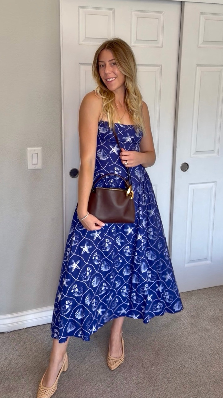 What I wore to a twin boy baby shower today 💙💙 This Lou Lou dress from Sister New York and JW Anderson small corner bag are perfect in every way.  I can’t get enough of this bag. I’ve been dressing it up and down the last few weeks and it’s so functional and easy. 

#ootd #momstyle #styleinspo

#LTKmomlife #LTKdayinmylife #LTKootd