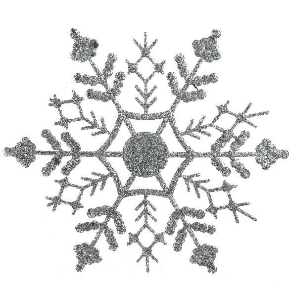 Northlight 24ct Silver Splendor Glitter Snowflake Christmas Ornaments 4" | Target