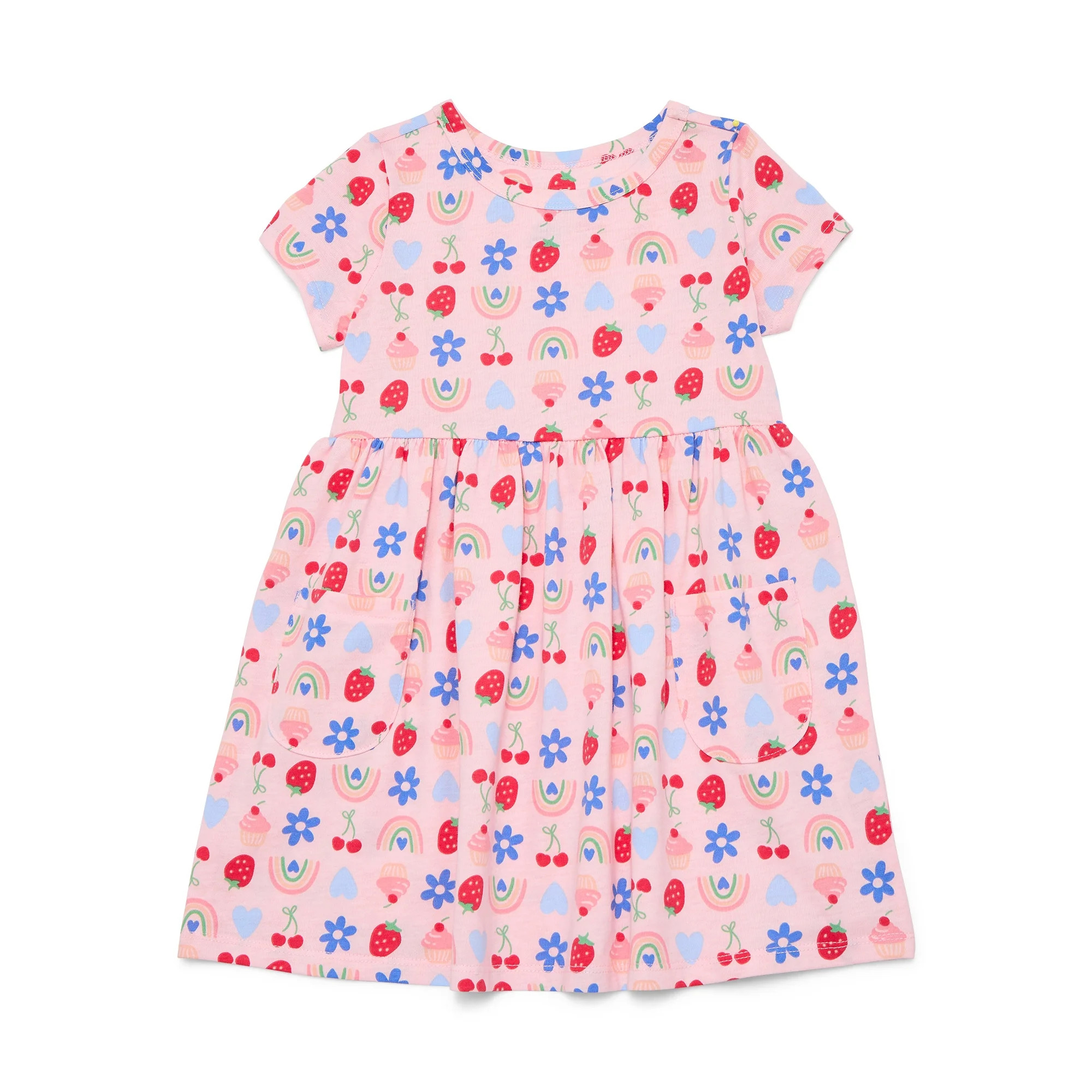 Wonder Nation Baby and Toddler Girls Play Dress with Short Sleeves, Sizes 0/3M-5T | Walmart (US)